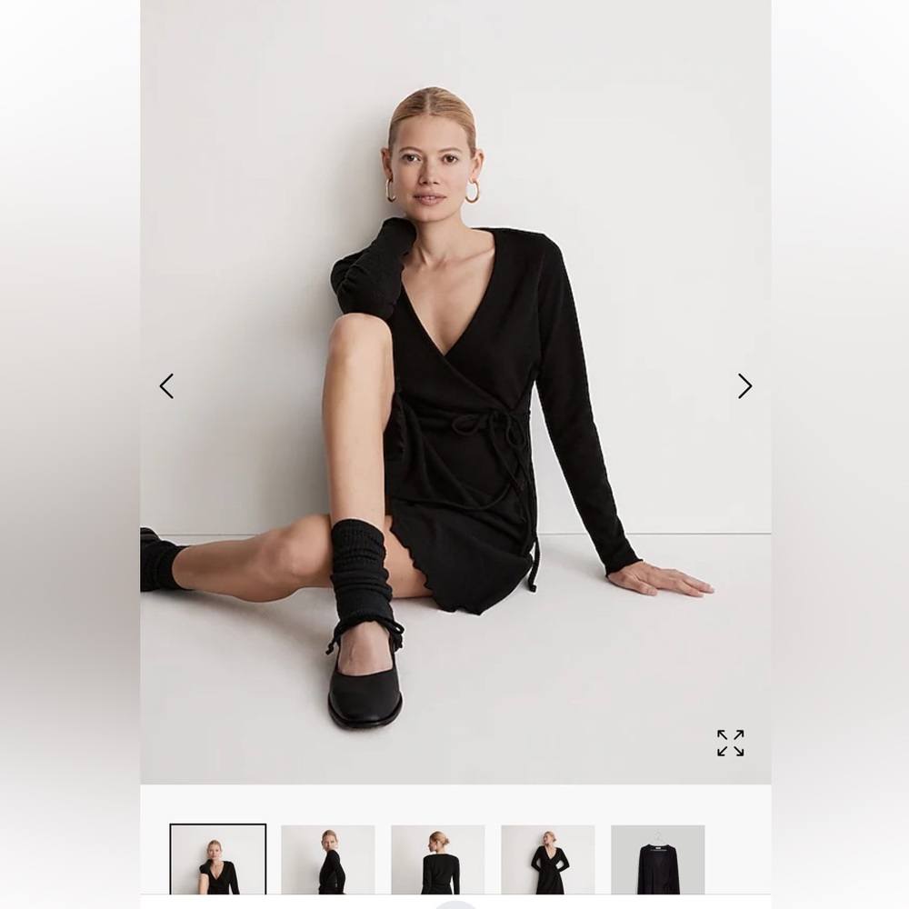 NWT Madewell L wrap dress black